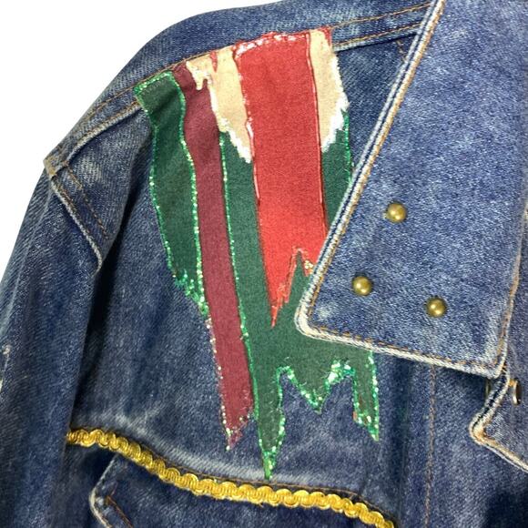 Expressions Hand Decorated VNT Southwest Denim Jacket Trucker XL Western - Picture 4 of 8
